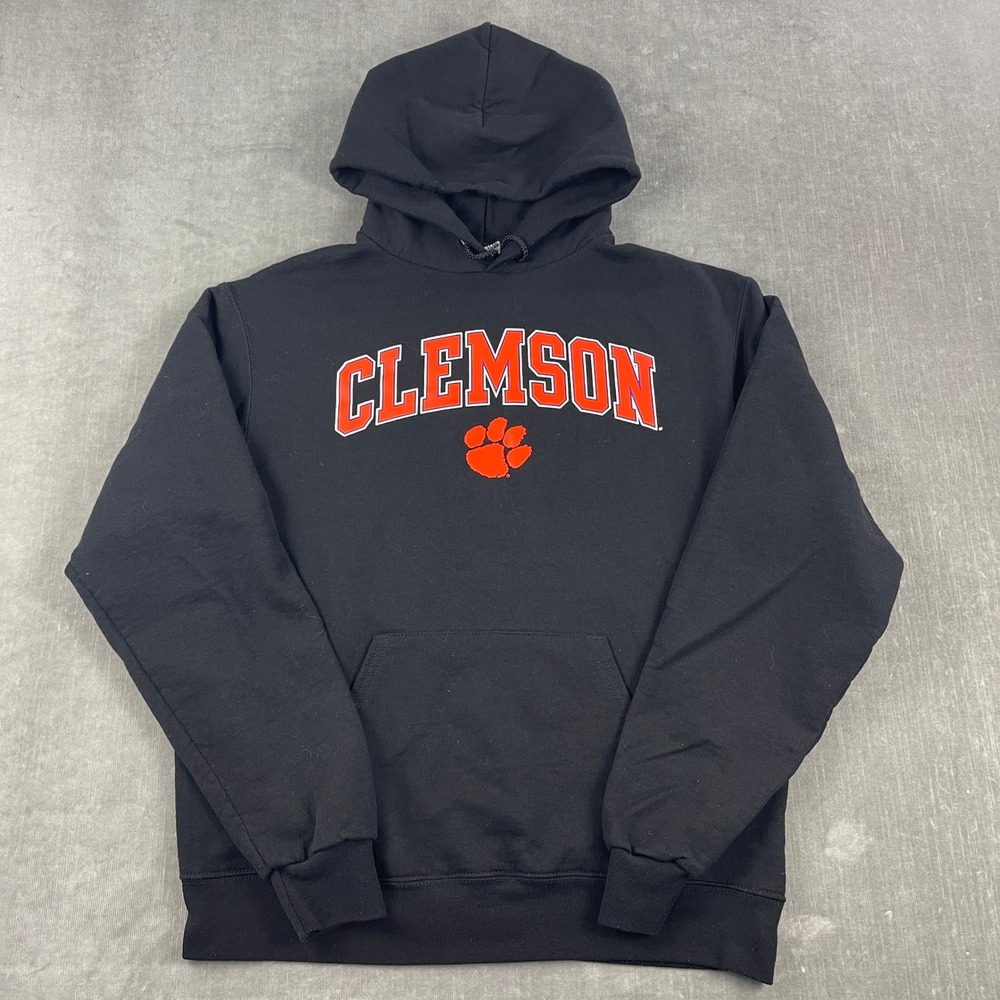 Clemson Champion Men Med Black Hoodie Tigers Graphic Pullover Sweatshirt‎